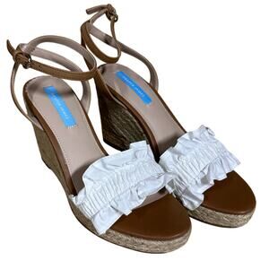 Draper James Espadrille Wedges Abigail White Women's Size 7.5 New in Box